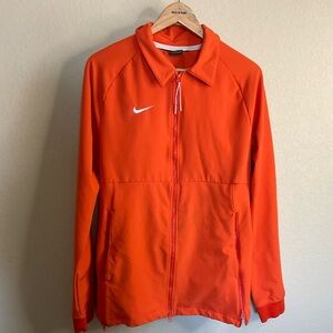 Nike Men’s Small Orange Full Zip Track Jacket Dri-FIT Athletic Training Mock Nec